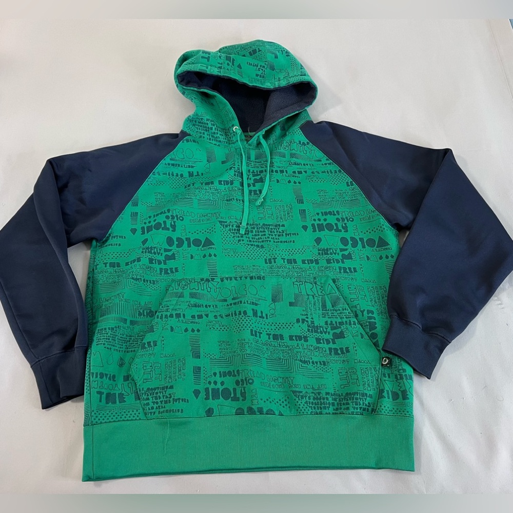 Vintage Y2k Volcom Hoodie Sz Medium Green Blue